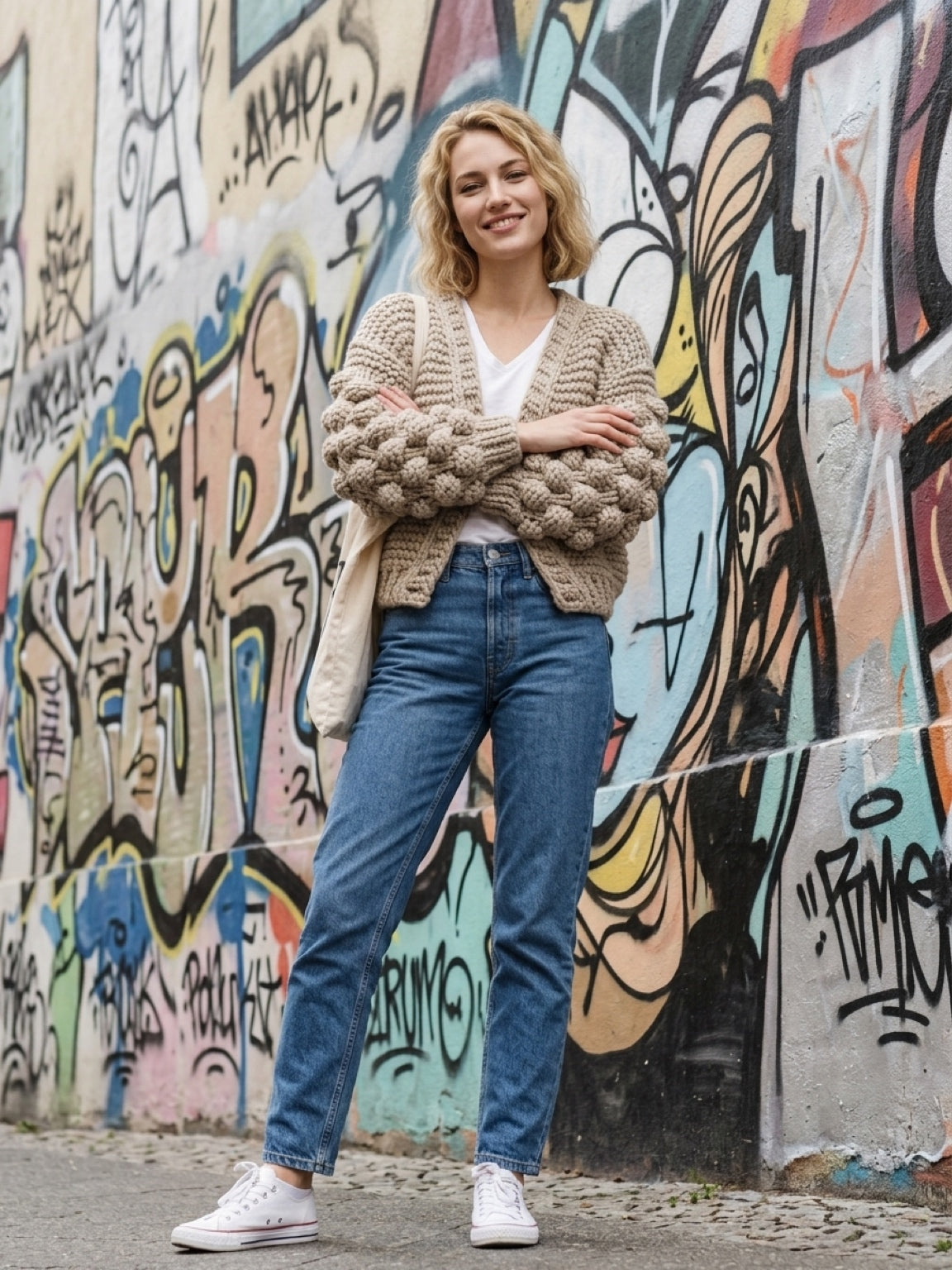 Chunky Beige knit Boho Cardigan balloon sleeves                  ITEM:# 30 - 681835