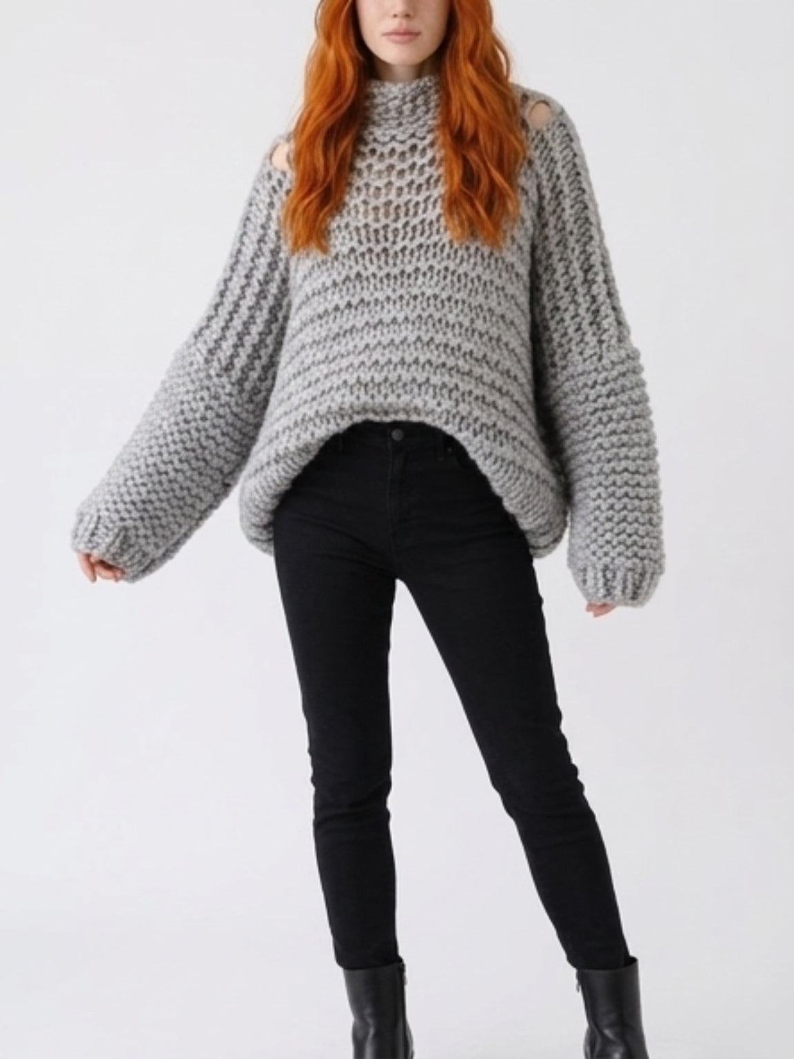 BOHO Chunky hand knit  sweater                    ITEM:  44 - 681830