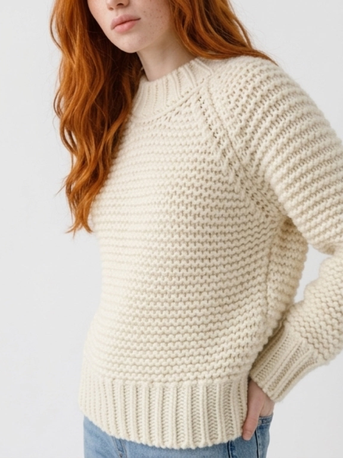 Chunky knit sweater cream color             ITEM: # 49 - 681835