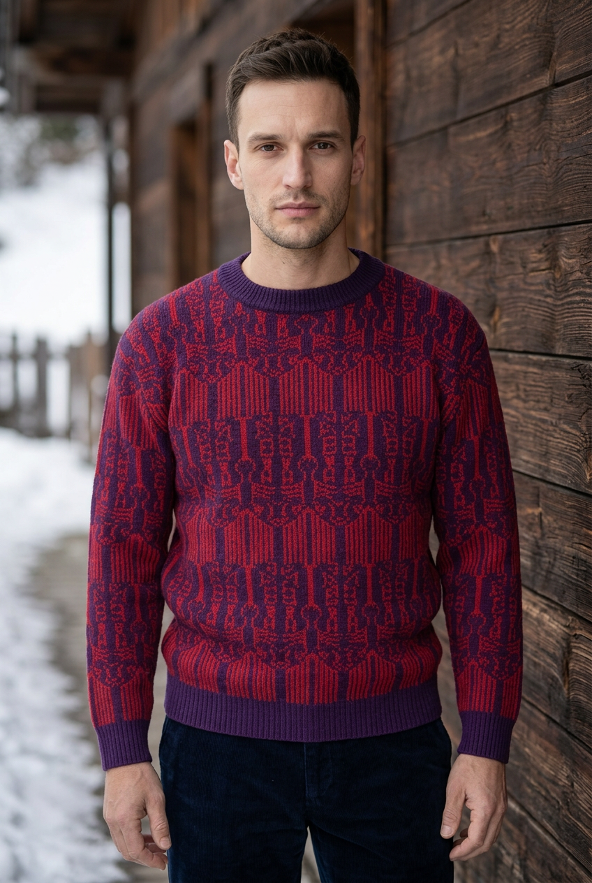Premium Red And Violet Sweater 100% Baby Alpaca Wool          ITEM:# 19 - 681824