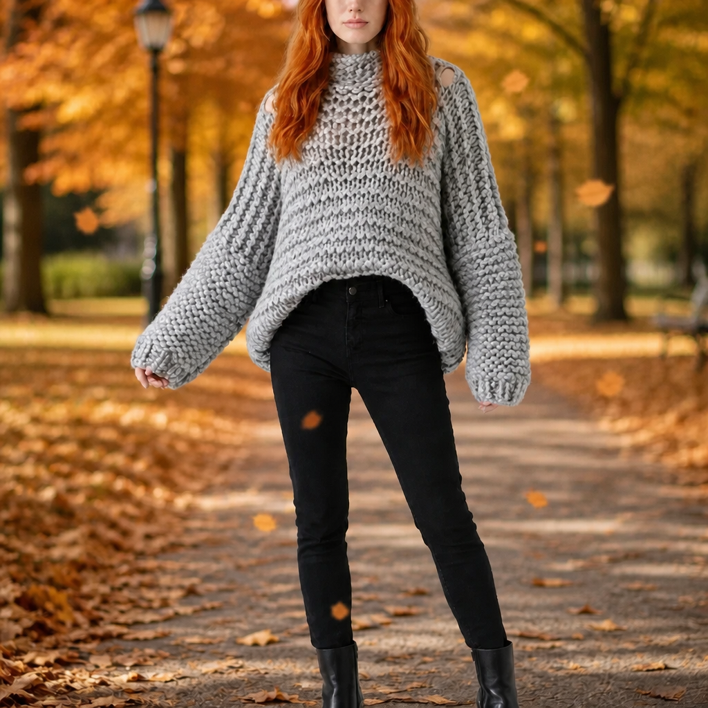 BOHO Chunky hand knit  sweater                    ITEM:  44 - 681830