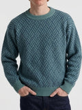 Blue Green Geometric Pattern Sweater 100% Baby Alpaca             ITEM # 46 - 681846