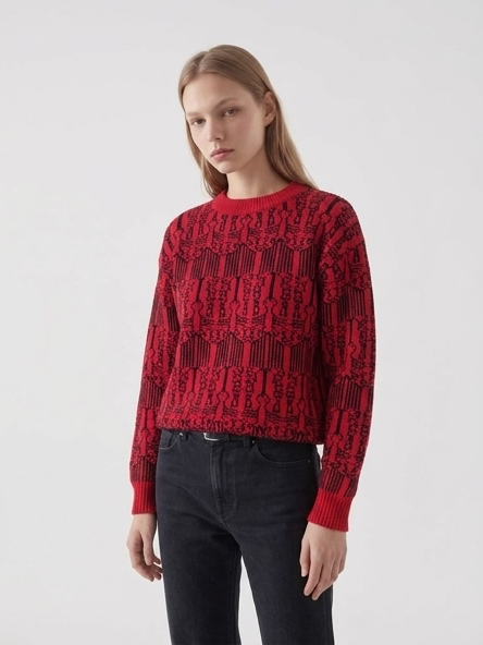 Red and Black 100 % Baby Alpaca Sweater ITEM:# 18 - 681825