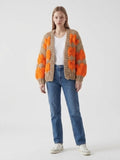 Chunky knit cardigan orange and cream  ITEM: # 22 - 681823