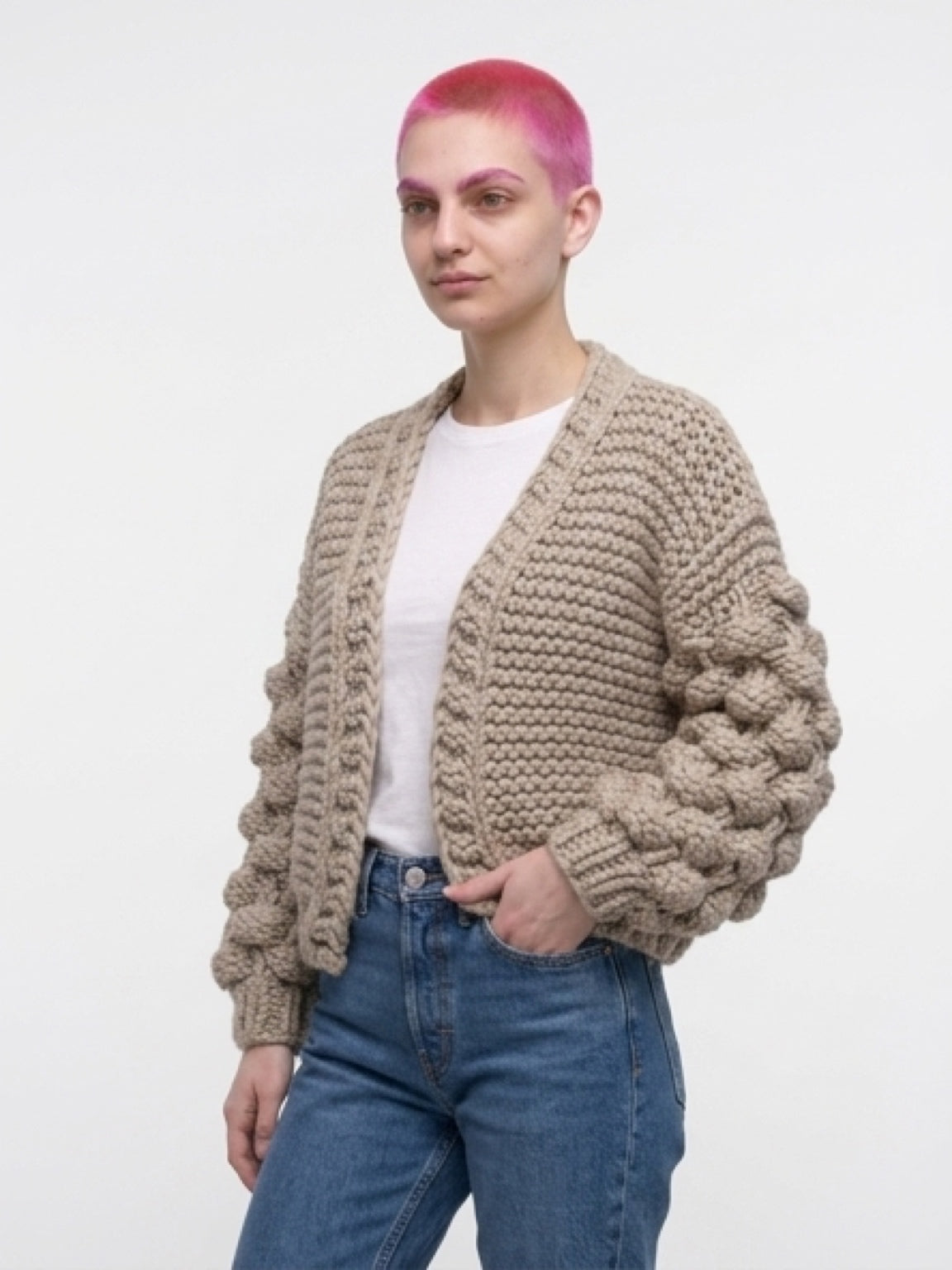 Chunky Knit cardigan balloon sleeves       ITEM: #30-  681835