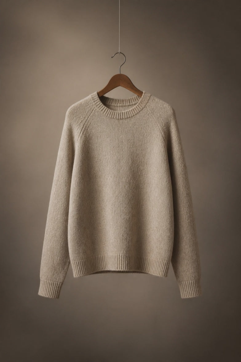 Beige knit Sweater 100% Baby alpaca Alpaca Wool            ITEM: # 17 - 681827