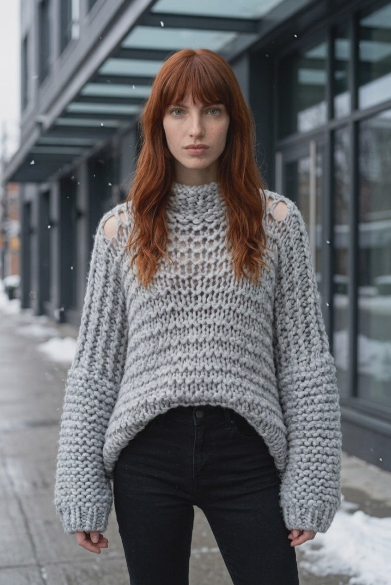 BOHO Chunky hand knit  sweater                    ITEM:  44 - 681830