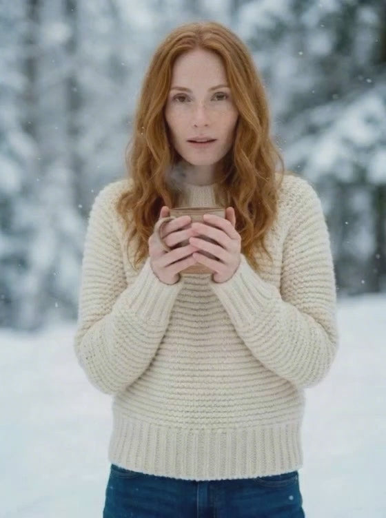 Chunky knit sweater cream color             ITEM: # 49 - 681835